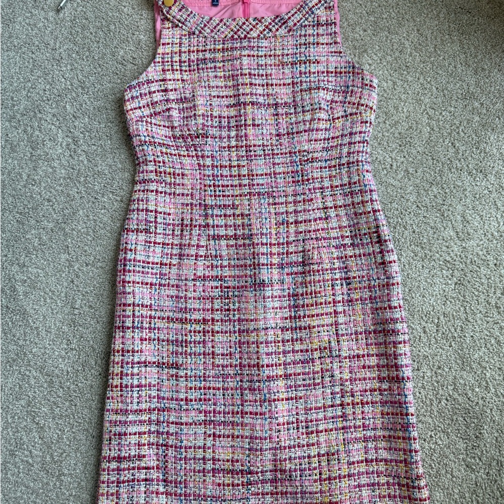 Chic Pink Tweed Dress